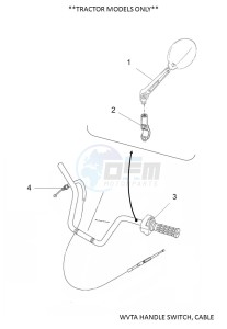 YFM700FWBD KODIAK 700 EPS (B5KV) drawing WVTA HANDLE SWITCH, CABLE