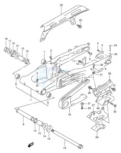 DR350 (E1) drawing REAR SWINGING ARM (E24)