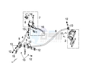 GTS 125I drawing REAR BRAKE CALIPER / BRAKE MOUNT