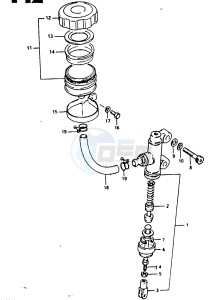 GSX1100 (T-X) drawing REAR MASTER CYLINDER (GSX1100EX, GSX1100X)