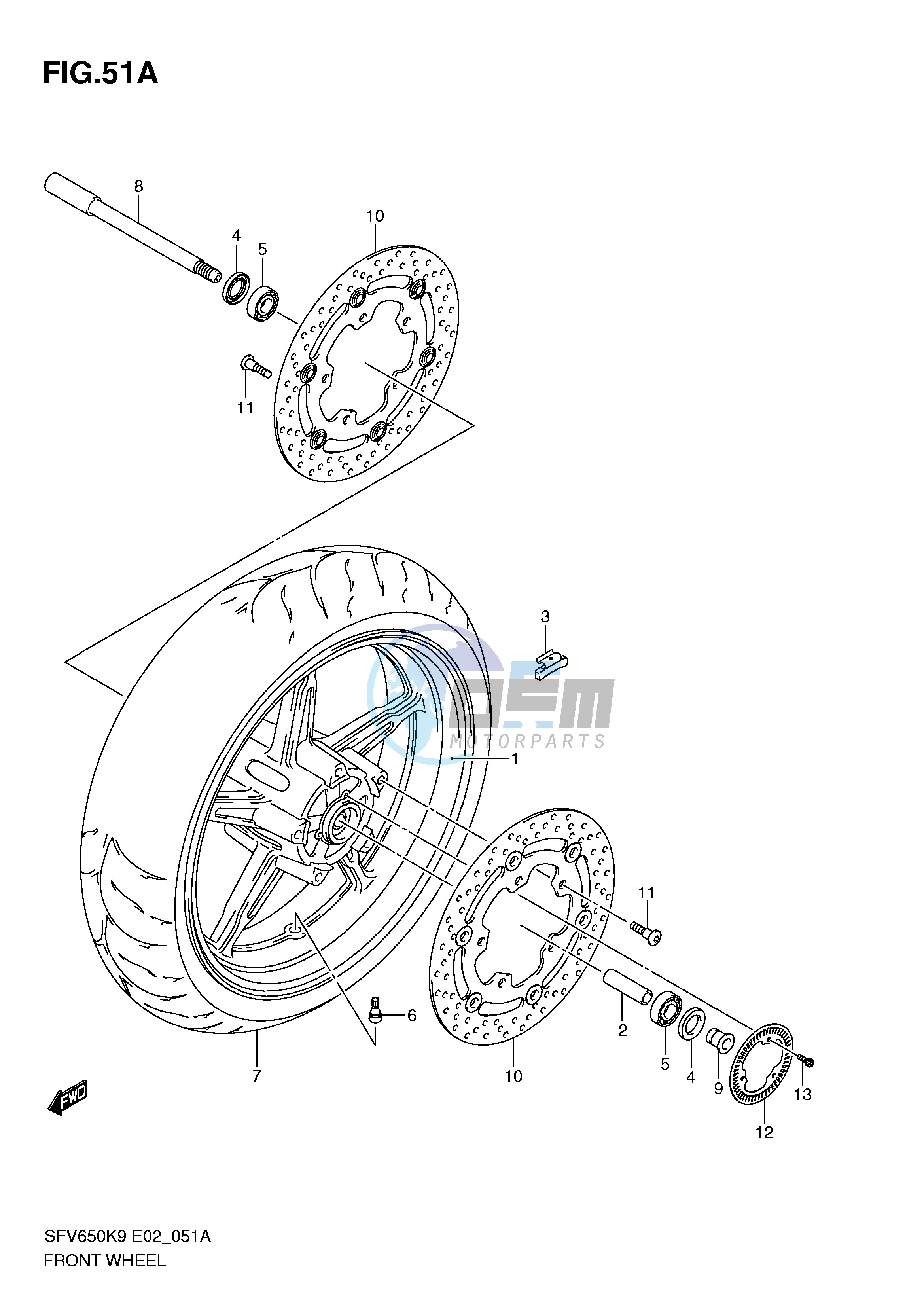 FRONT WHEEL (SFV650AK9 UAK9 AL0 UAL0)