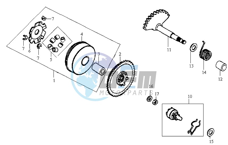 DRIVE PULLEY - GEARED SHAFT