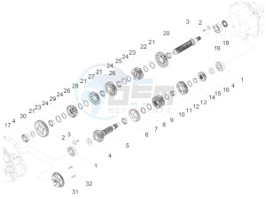 V7 III Anniversario 750 e4 (NAFTA) drawing Gear box - Gear assembly