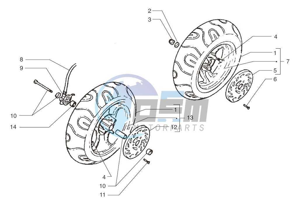 Front wheel-Rear wheel