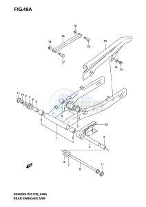 GS500 (P3) drawing REAR SWINGING ARM (MODEL K4 K5 K6)