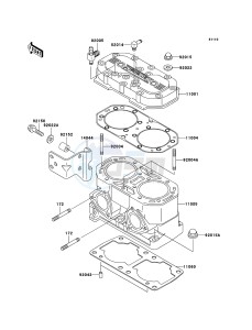 JET SKI 800 SX-R JS800A8F FR drawing Cylinder Head/Cylinder