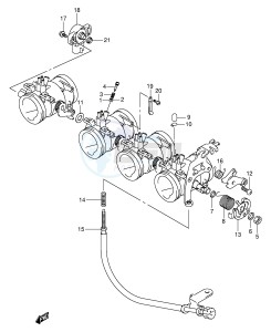 GSX-R750 (E2) drawing THROTTLE BODY (MODEL W X)