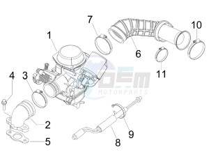 Liberty 125 4t Delivery e3 drawing Carburettor assembly - Union pipe