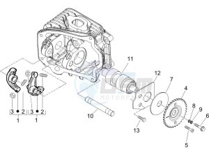 Fly 125 4t e3 drawing Camshaft - Rocking levers support unit