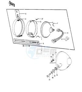 G4 TR (D-E) 100 drawing HEADLIGHT KV100-A7 -- 74-75- -