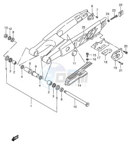 RM125 (E2) drawing REAR SWINGING ARM (MODEL T)