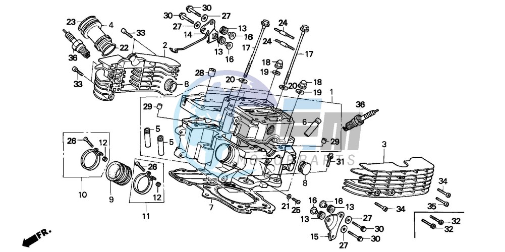 CYLINDER HEAD (REAR) (VT1100CS/CT)