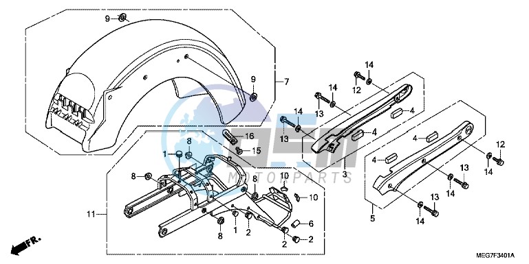 REAR FENDER (VT750CS/ C/ CA)