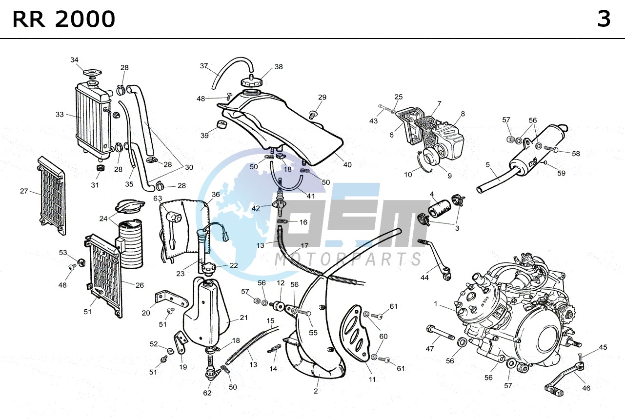 EXHAUST,RADIATOR,TANK, AIRFILTER