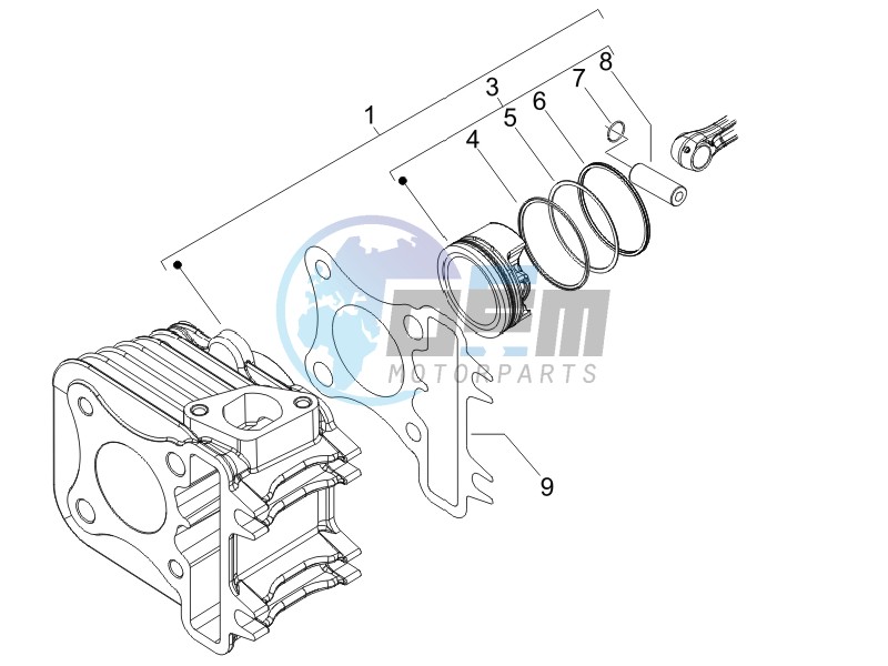 Cylinder-piston-wrist pin unit