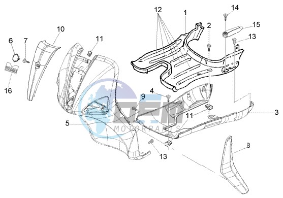 Front shield-foot board-spoiler