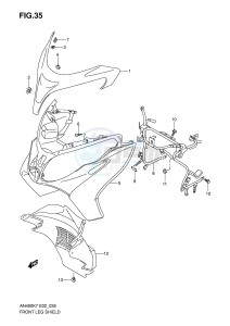 AN400 (E2) Burgman drawing FRONT LEG SHIELD (MODEL K7 K8)