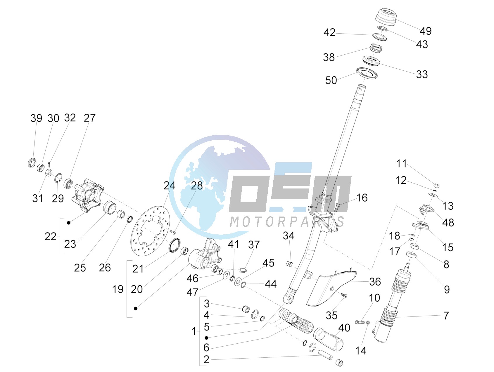 Fork/steering tube - Steering bearing unit