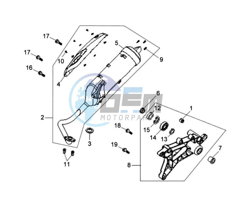 EXHAUST - REAR FORK