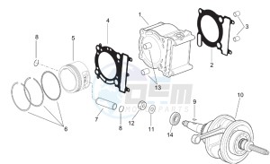 Leonardo 250-300 (eng. Minarelli) drawing Drive shaft - Cylinder - Piston