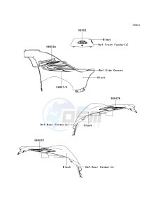 KVF 650 F [BRUTE FORCE 650 4X4I] (F6F-F9F ) F7F drawing DECALS-- BLACK- --- F7F- -