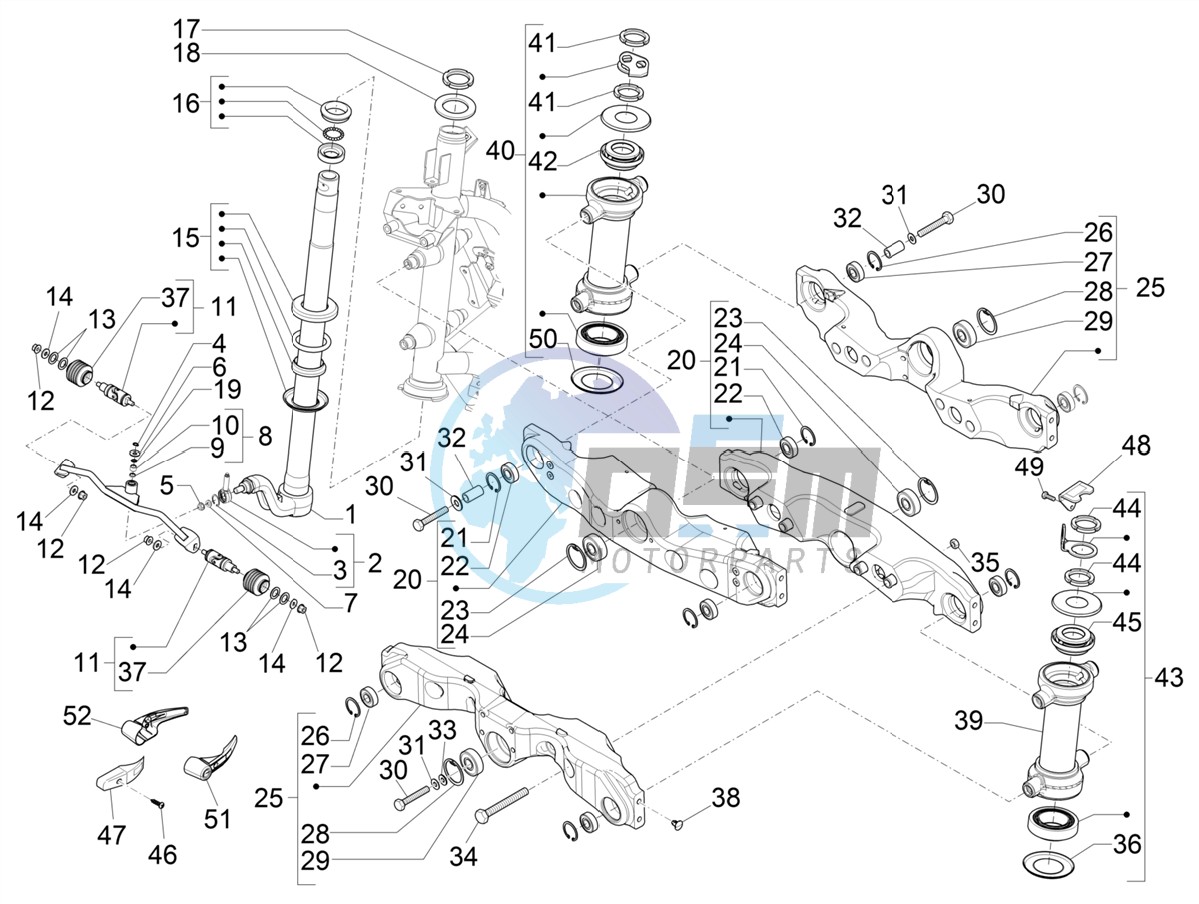 Fork/steering tube - Steering bearing unit