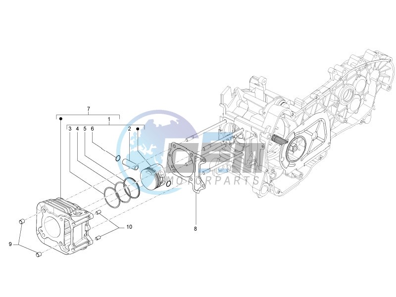 Cylinder - piston - wrist pin unit