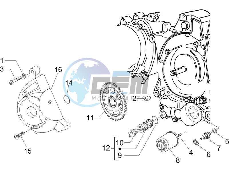 Flywheel magneto cover - Oil filter