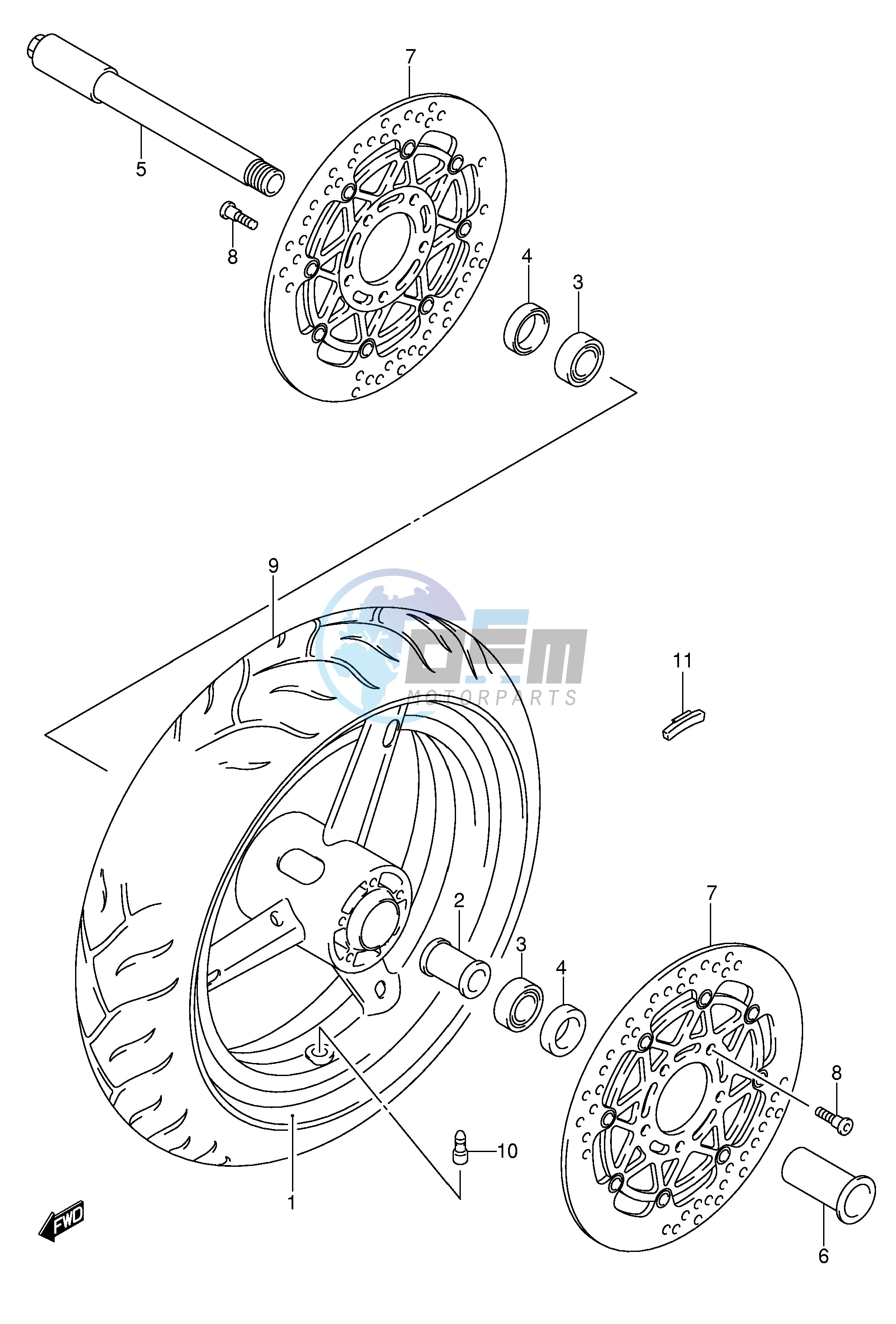 FRONT WHEEL (GSX-R600K4 U2K4 U3K4 K5 U2K5 U3K5)