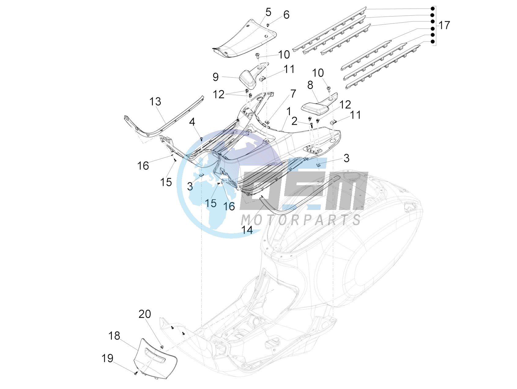 Central cover - Footrests