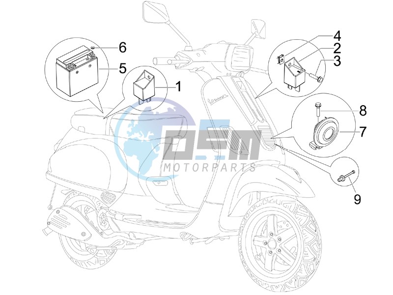 Control switches - Battery - Horn