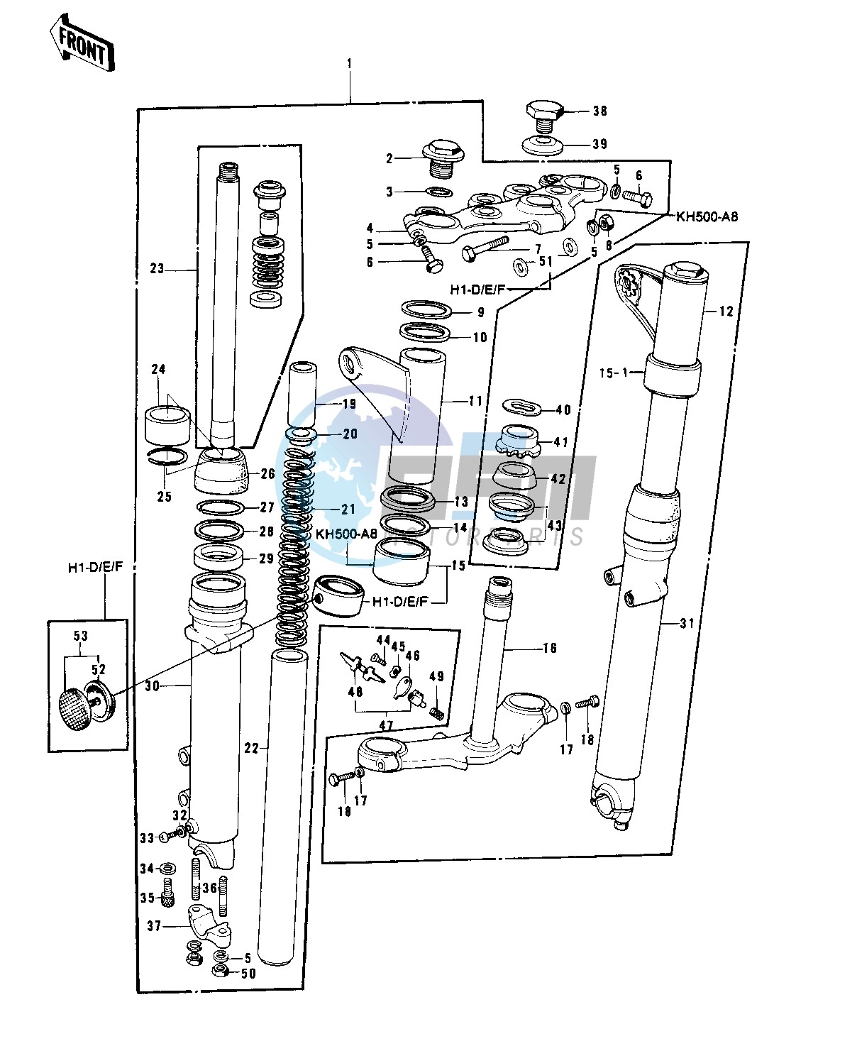 FRONT FORK -- 73-75 D_E_F & 76 A8- -