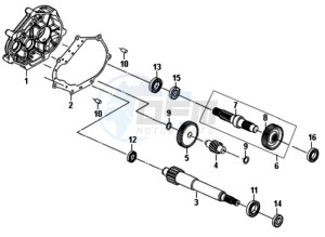 ALLO 50 25 KM/H L6 drawing MISSION CASE - DRIVE SHAFT