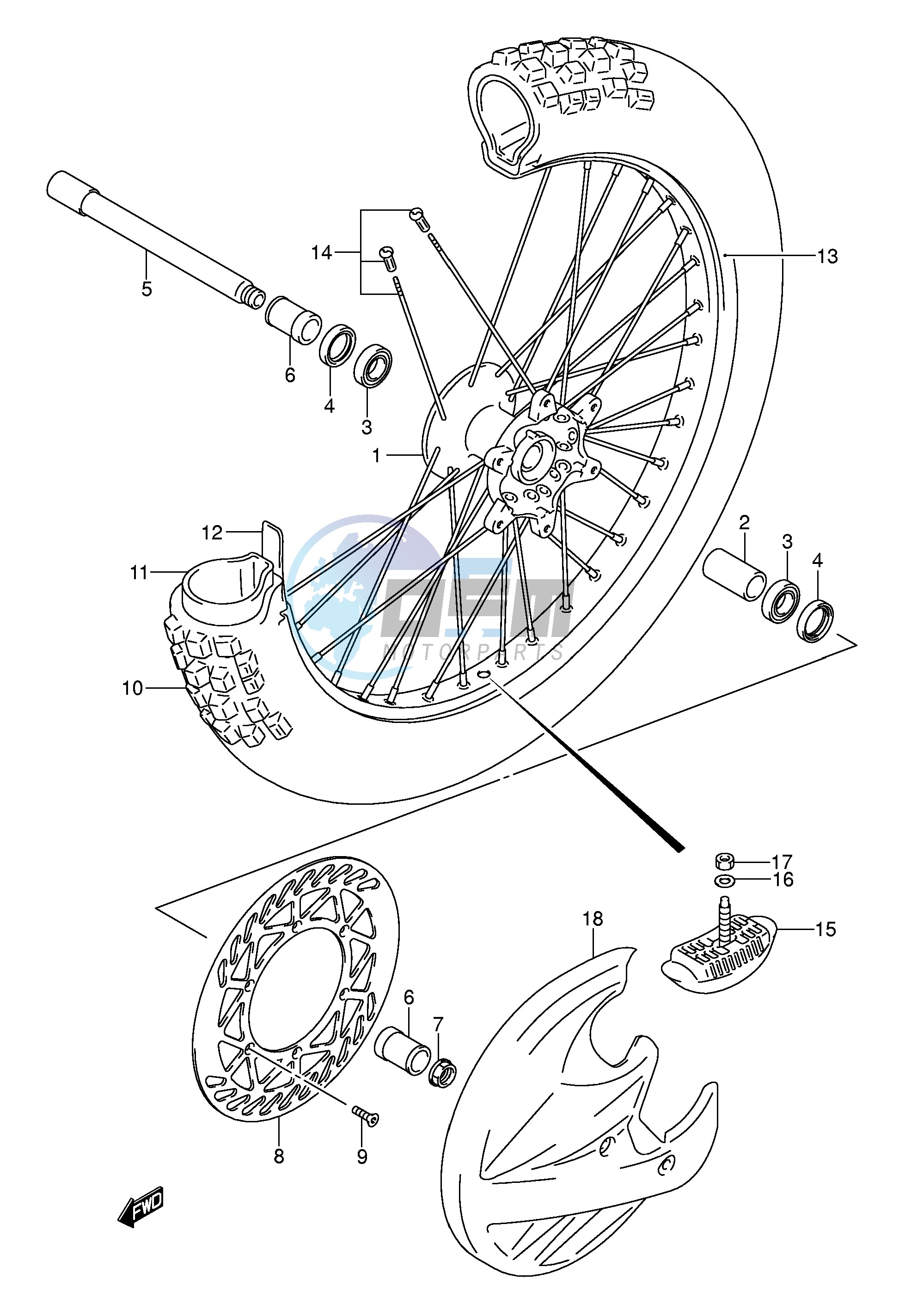 FRONT WHEEL (RM250K5 K6)