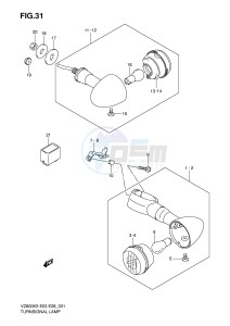 VZ800 (E3-E28) MARAUDER drawing TURNSIGNAL FRONT & REAR LAMP (SEE NOTE)