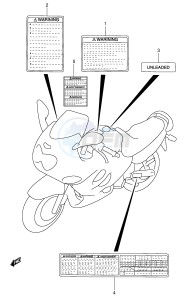 GSX600F (E2) Katana drawing WARNING LABEL