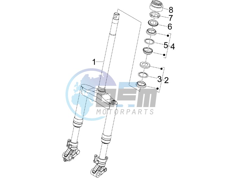 Fork steering tube - Steering bearing unit