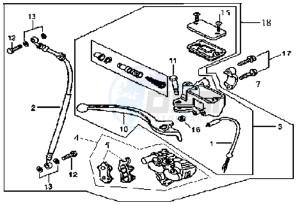 MEGALO 125 E2 drawing FRONT BRAKE  CALIPER / BRAKE LEVER /BRAKE LINE