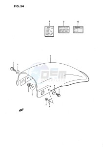 RM80 (E24) drawing REAR FENDER (MODEL G H K L M)