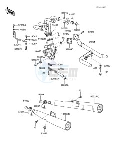 ZX 750 E [GPZ 750 TURBO] (E1-E2) [GPZ 750 TURBO] drawing MUFFLERS_TURBOCHARGER