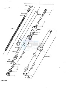 GSX1100 (T-X) drawing FRONT FORK (GSX1100ET ~F.NO.505167)