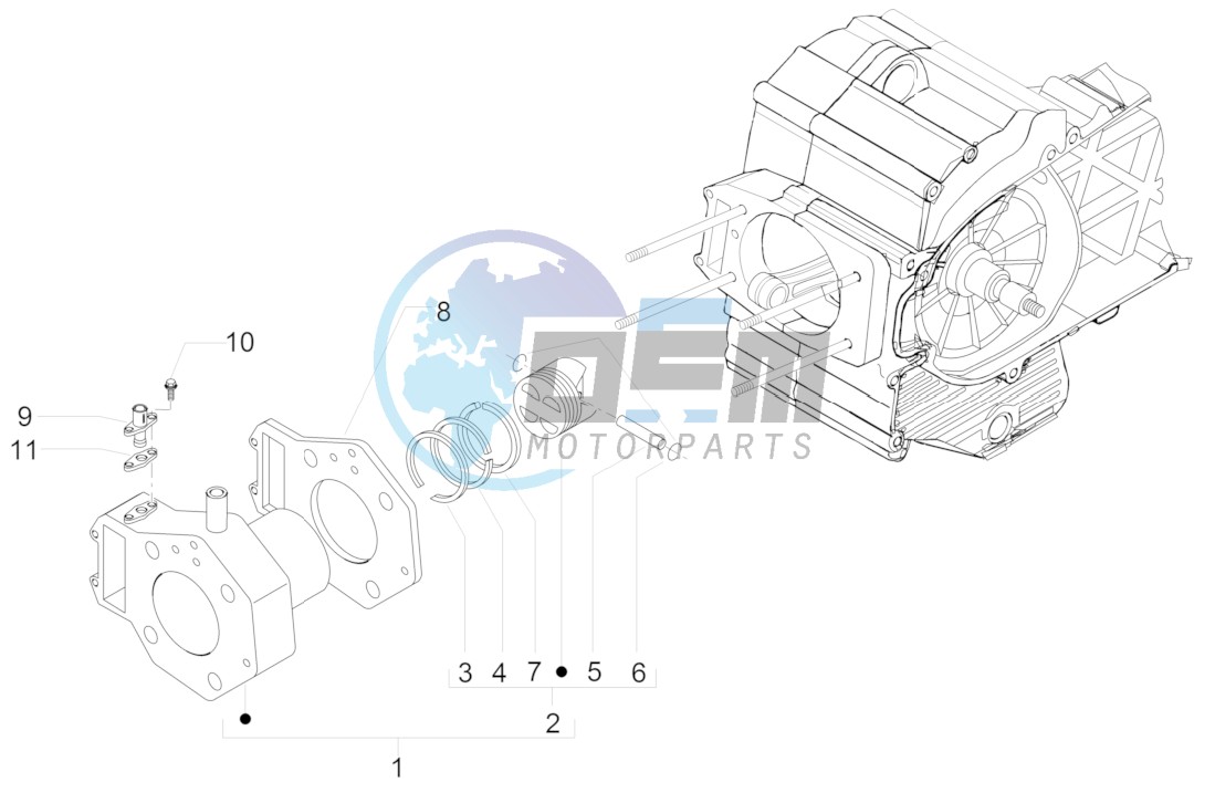 Cylinder-piston-wrist pin unit