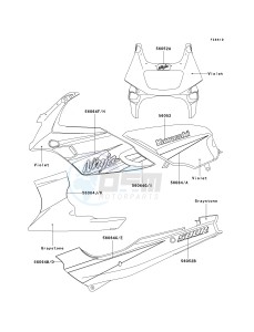 EX 500 D [NINJA 500R] (D6-D9) [NINJA 500R] drawing DECALS-- VIOLET- --- EX500-D8- -