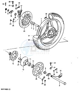 GSX1100 (Z-D) drawing REAR WHEEL (GSX1100ED EXD ESD)