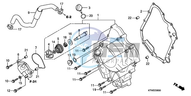 RIGHT CRANKCASE COVER/ WATER PUMP