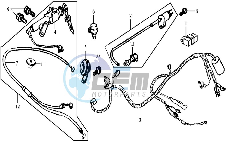 WIRING HARNASS - IGNITION LOCK - CDI UNIT