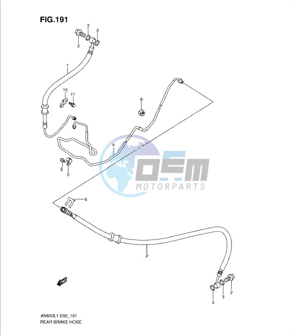 REAR BRAKE HOSE (AN650AL1 E24)