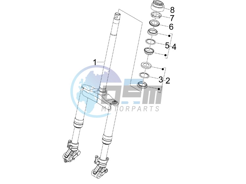 Fork steering tube - Steering bearing unit