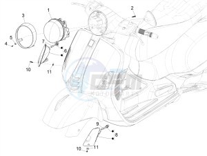 GTS 125 4T E4 ABS (EMEA) drawing Front headlamps - Turn signal lamps