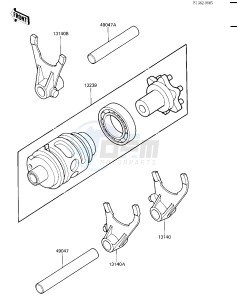 KX 500 A [KX500] (A2) [KX500] drawing GEAR CHANGE DRUM & FORKS -- 84 A2- -